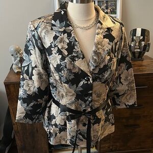 Alex Evenings Black and Cream Floral Jacket